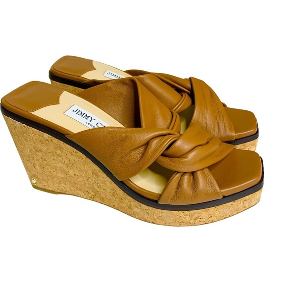 Jimmy Choo‎ Narisa 90 Nappa Leather Wedge Sandals - Picture 2 of 8